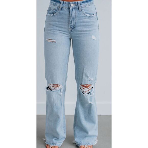 Vervet Leslie Jeans Size 14 32 Distressed 90s Style Vintage High Rise Denim New - Picture 2 of 14